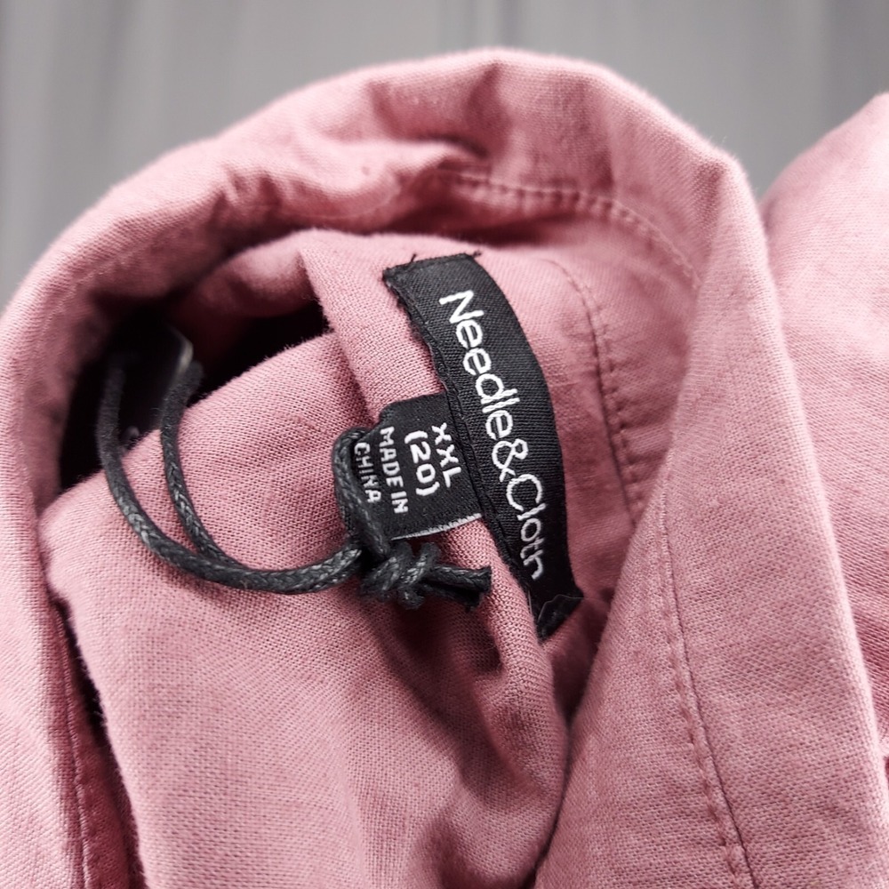 Needle & Cloth Button Shirt Women 20 XXL Pink Long Sleeve Linen Rayon Coastal - Picture 6 of 9